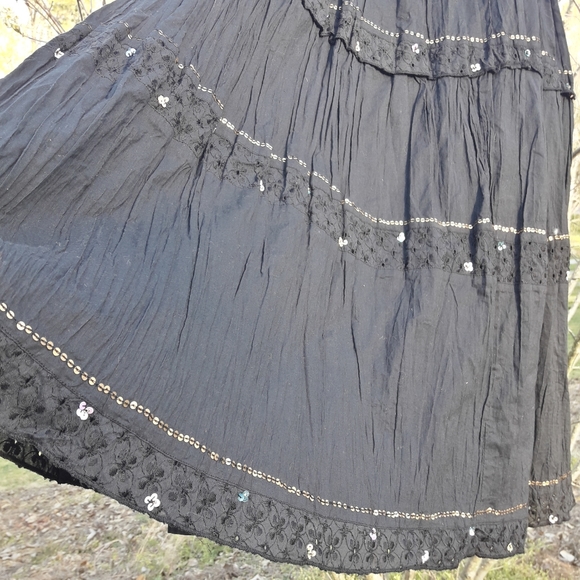 Boho Skirt Long Beaded Vintage Gypsy Skirts Black - Picture 13 of 13
